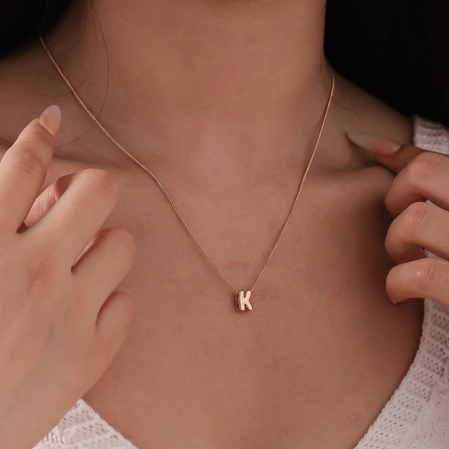 Bubble Initial Charm Necklace - CLAYCALI