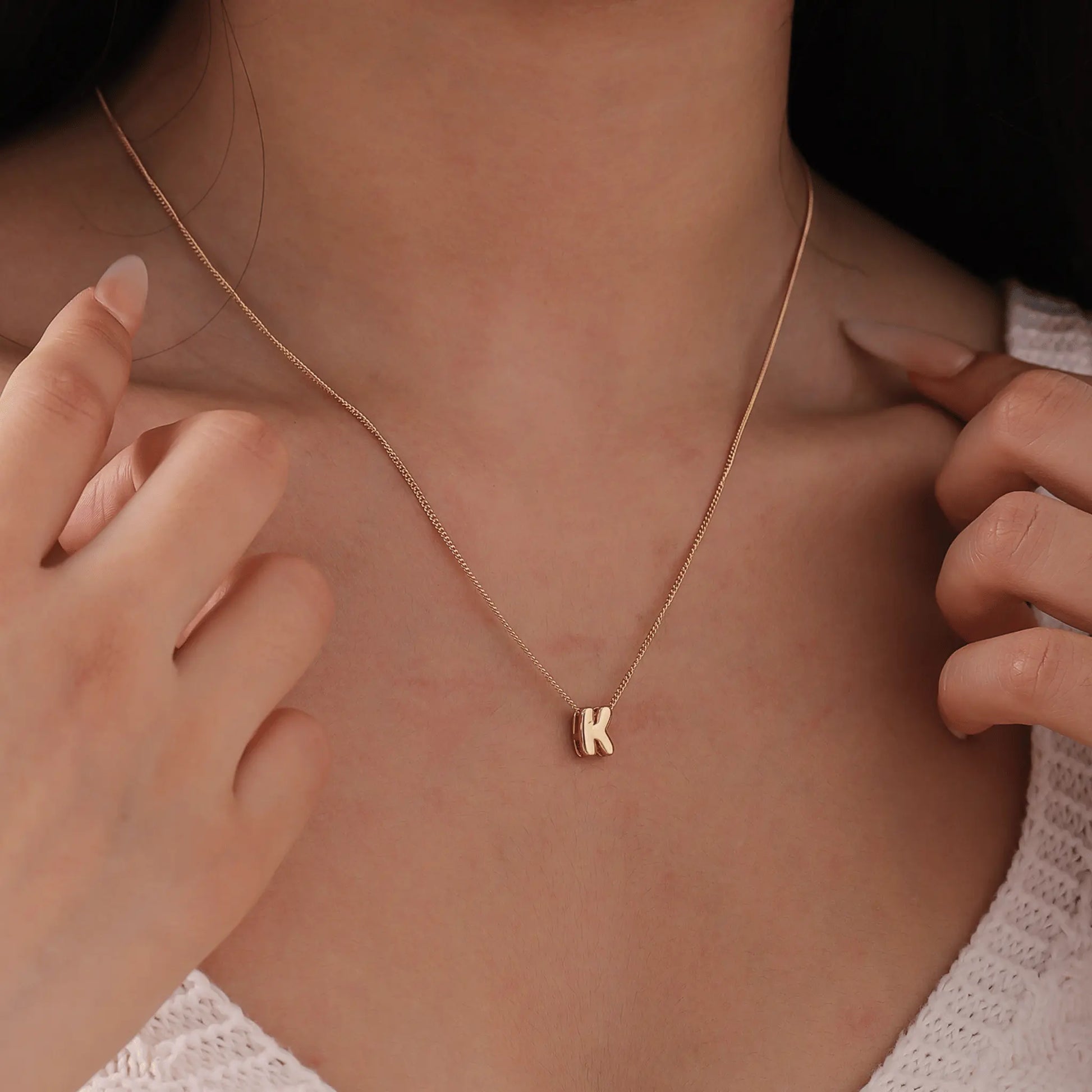Bubble Initial Charm Necklace - CLAYCALI