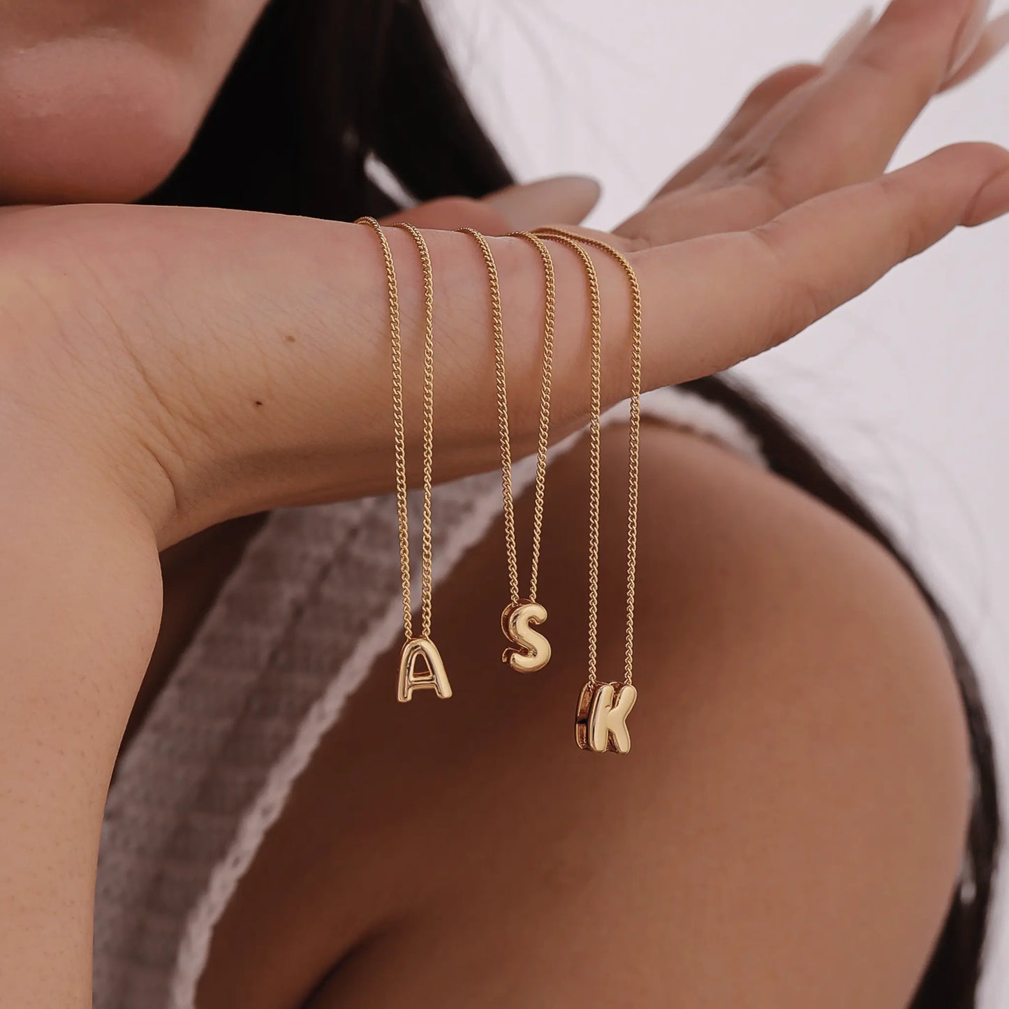 Bubble Initial Charm Necklace - CLAYCALI