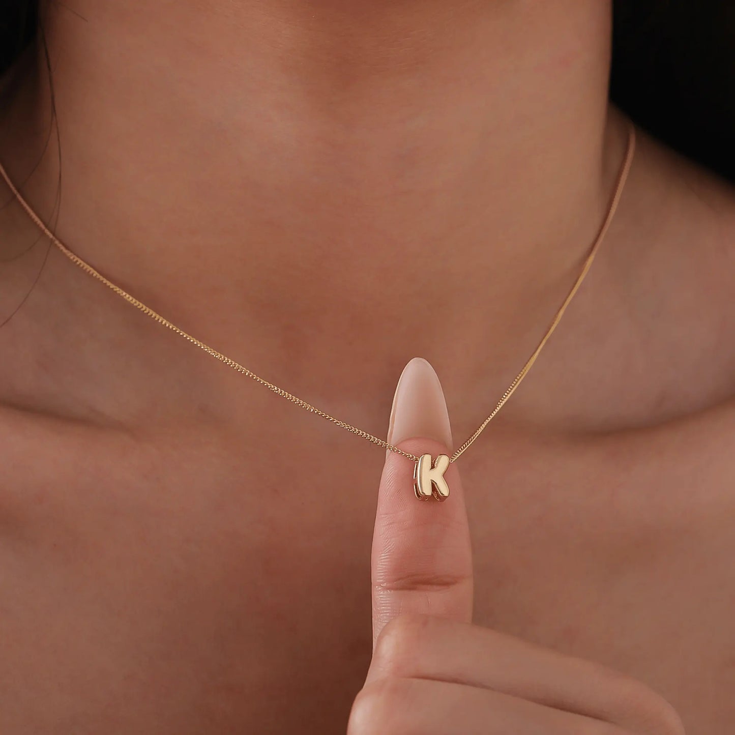 Bubble Initial Charm Necklace - CLAYCALI