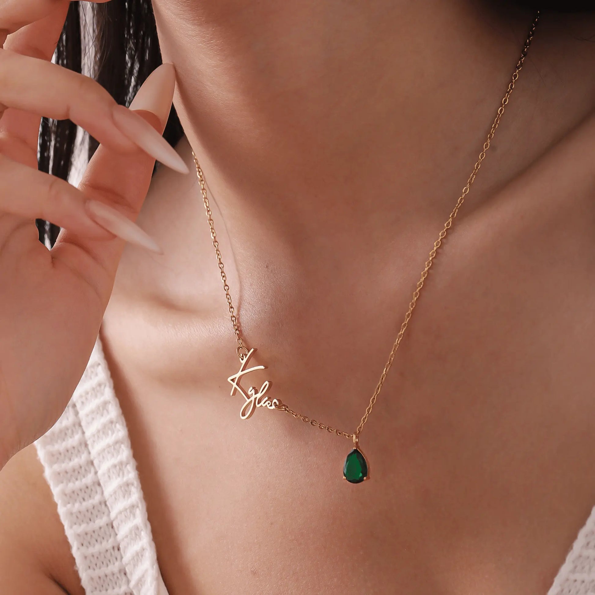 Signature Name And Birthstone Necklace - CLAYCALI