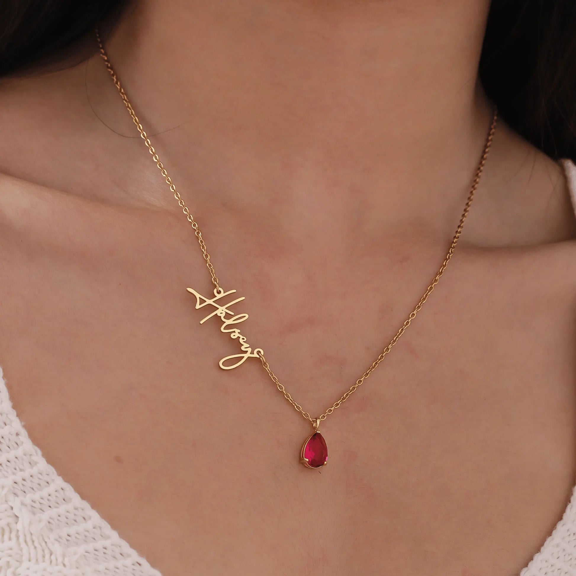 Signature Name And Birthstone Necklace - CLAYCALI