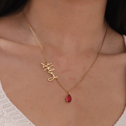 Signature Name And Birthstone Necklace - CLAYCALI