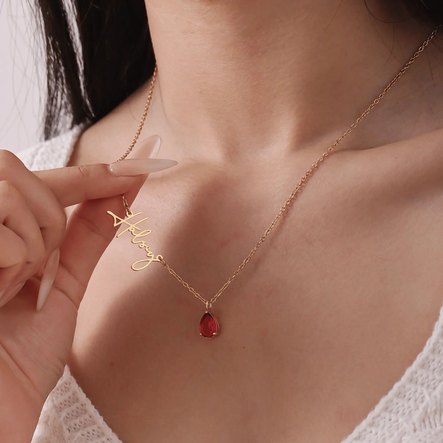 Signature Name And Birthstone Necklace - CLAYCALI