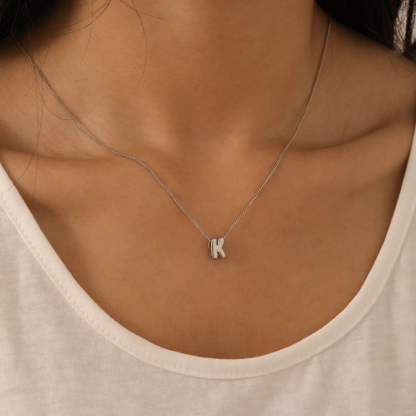 Bubble Initial Charm Necklace - CLAYCALI
