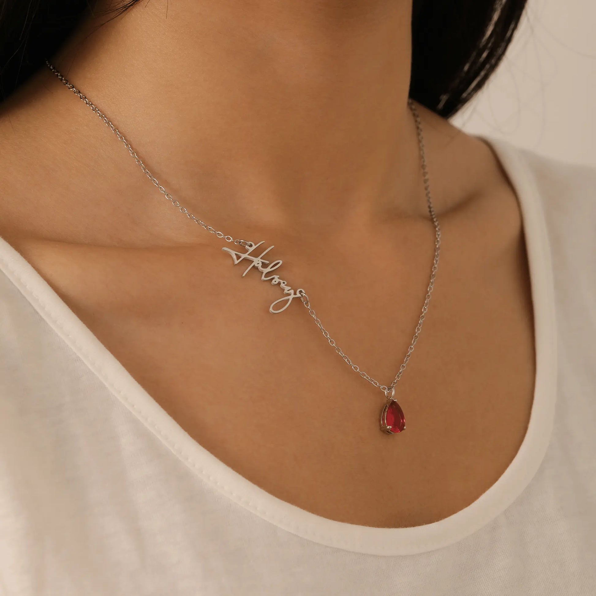 Signature Name And Birthstone Necklace - CLAYCALI