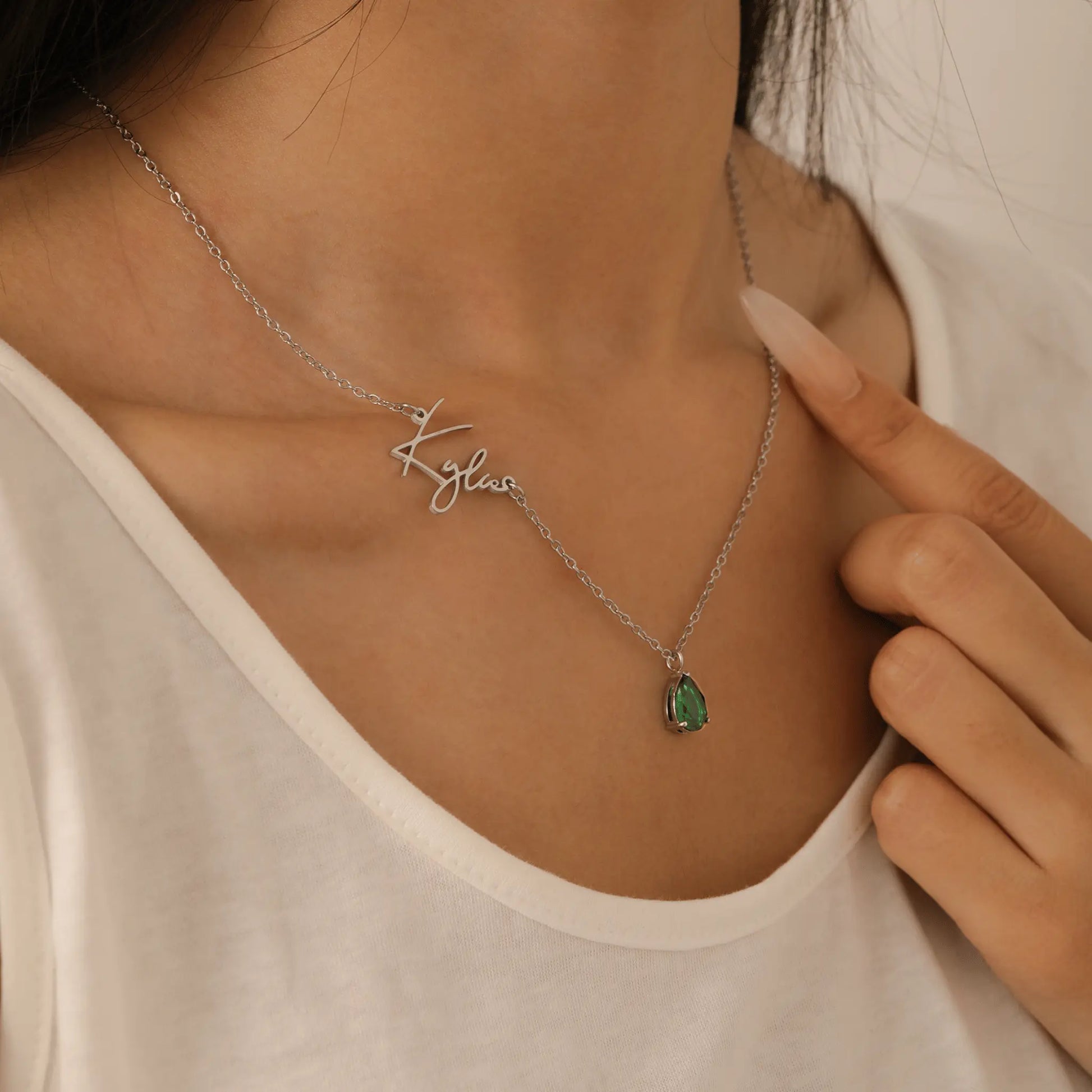 Signature Name And Birthstone Necklace - CLAYCALI