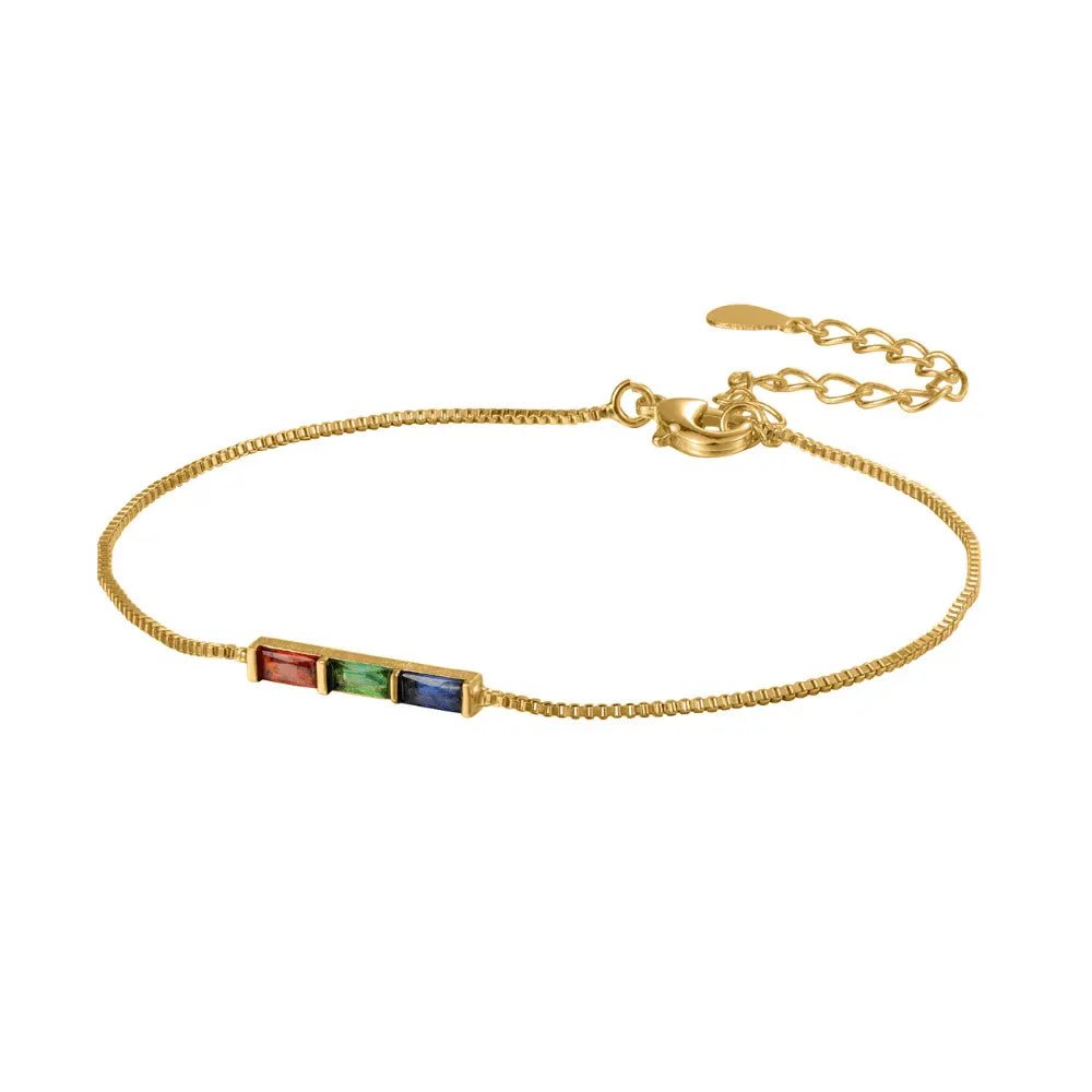 Dainty Baguette Birthstone Bracelet - CLAYCALI