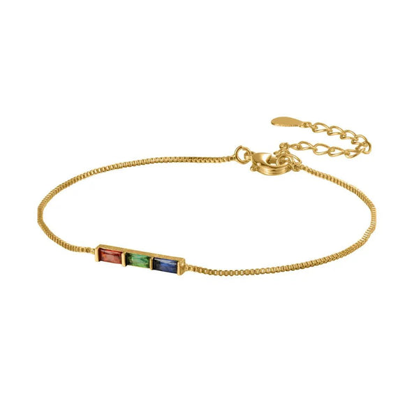 Dainty Baguette Birthstone Bracelet