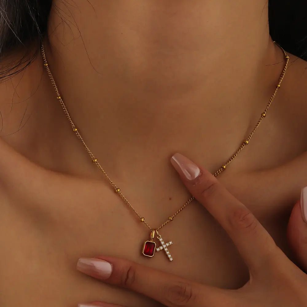 Clay Cross Birthstone Necklace - CLAYCALI