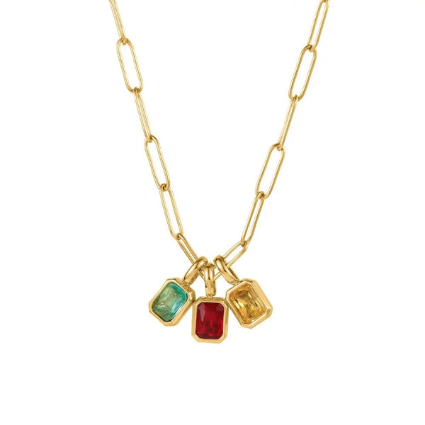 Clay Three Birthstone Necklace