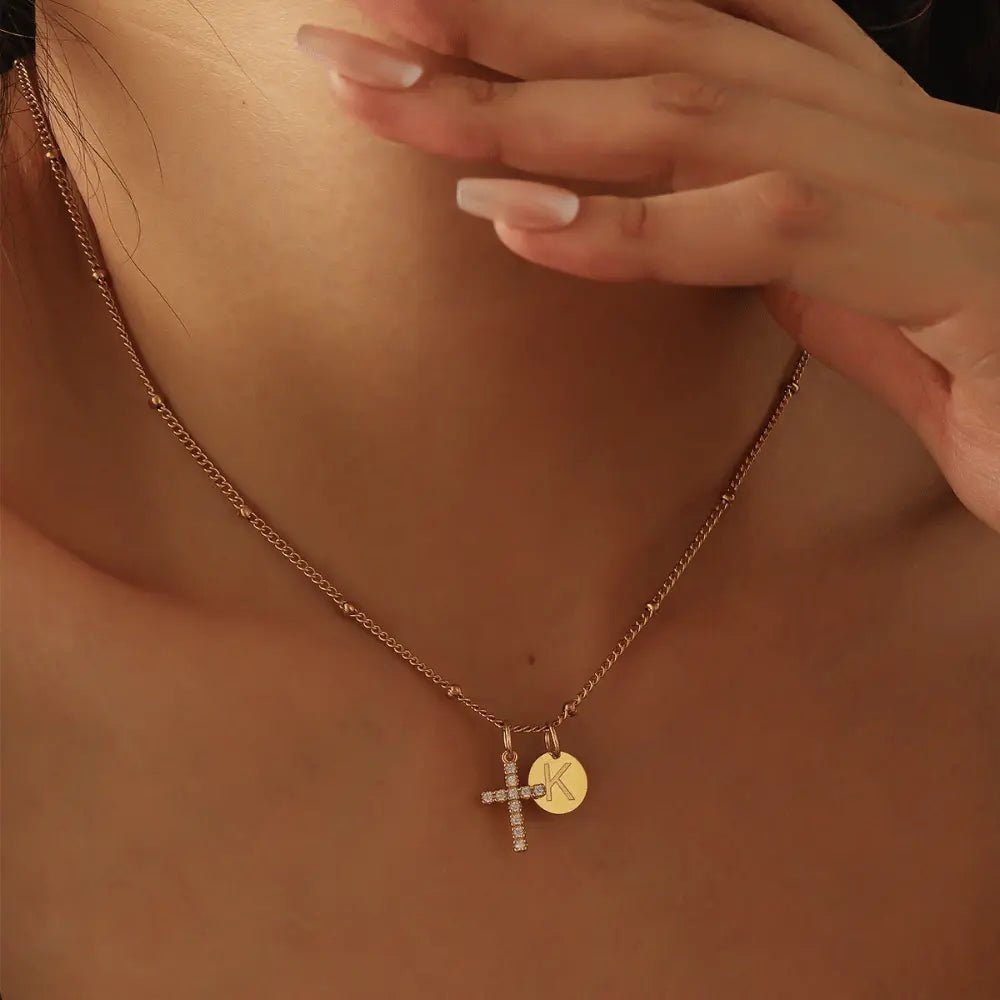 Clay Initial Cross Necklace - CLAYCALI