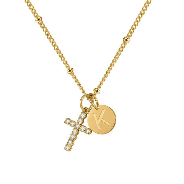 Clay Initial Cross Necklace
