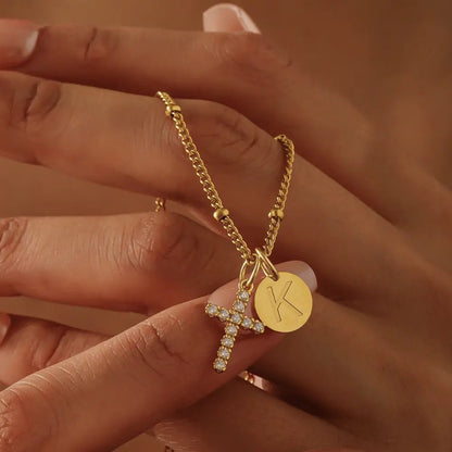 Clay Initial Cross Necklace - CLAYCALI