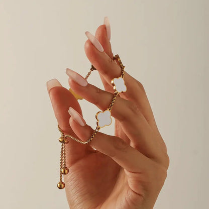 Mother Of Pearl Clover Bracelet - CLAYCALI