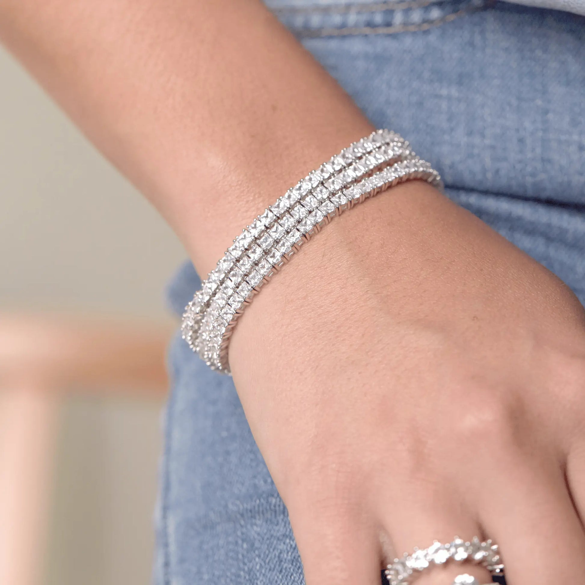 18k Silver Tennis Bracelet - CLAYCALI