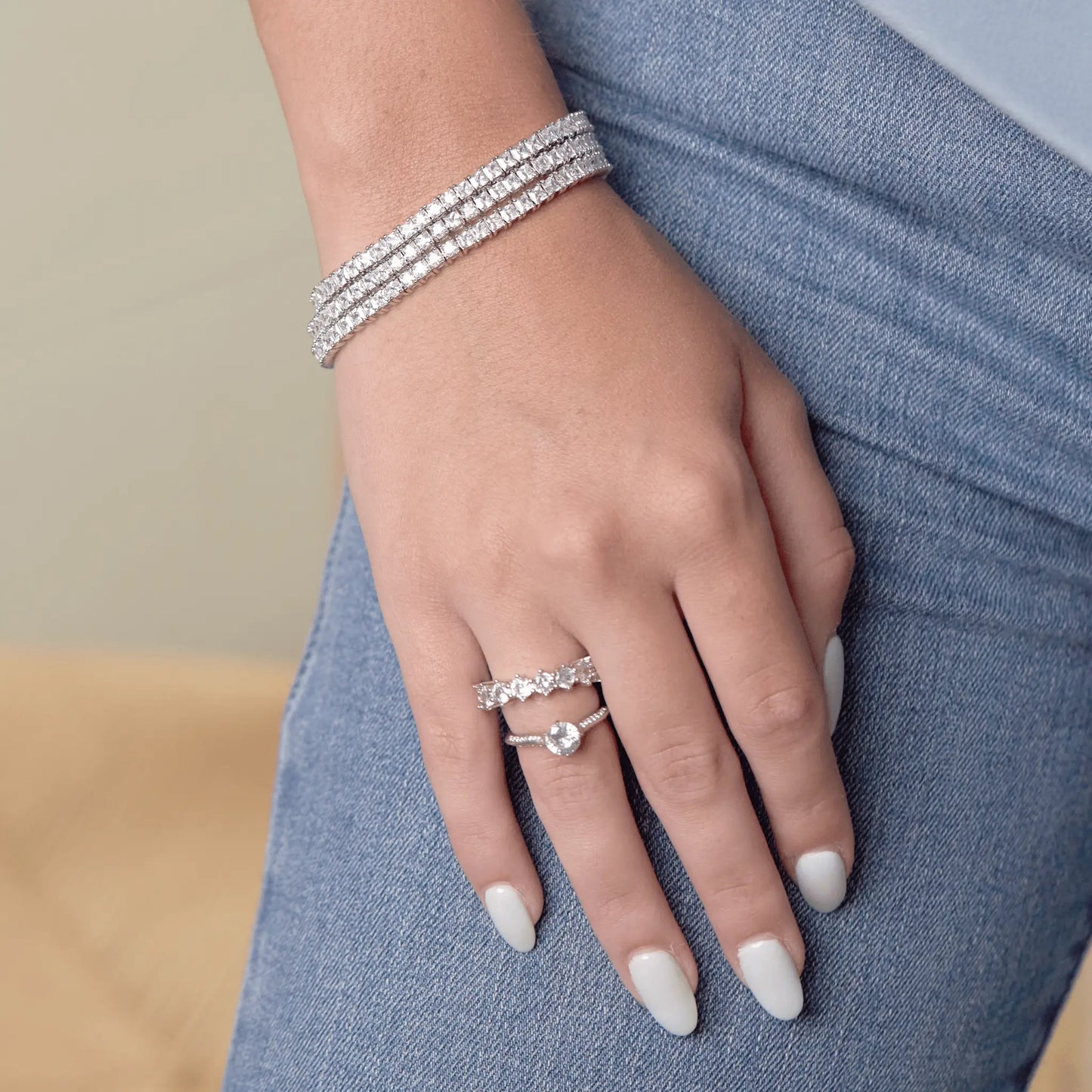 18k Silver Tennis Bracelet - CLAYCALI