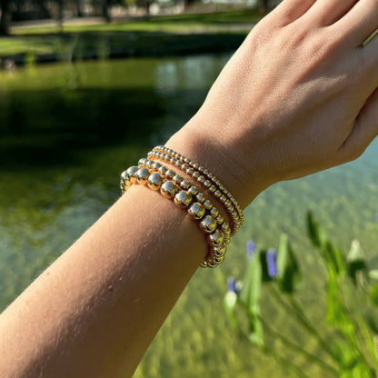 8543 Gold Bead Bracelet Stack - CLAYCALI