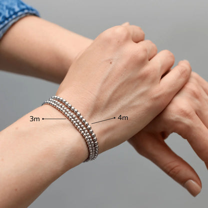 433 Silver Bead Bracelet Stack