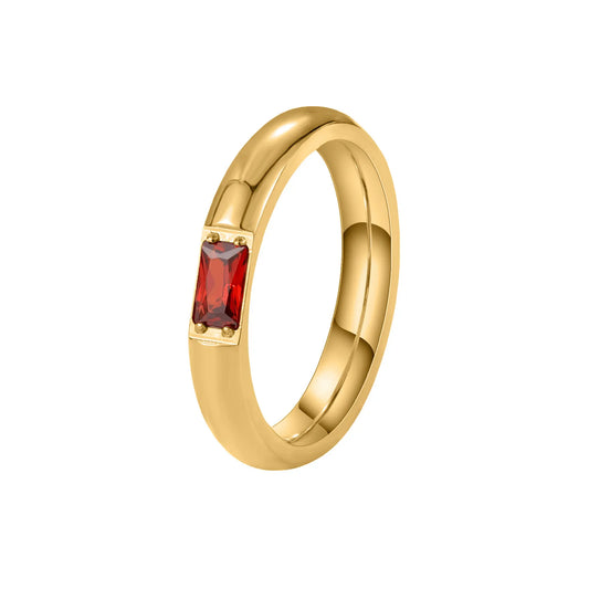 18K Gold Baguette Birthstone Ring
