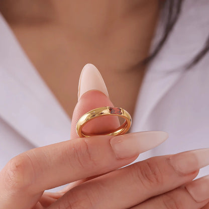 18K Gold Baguette Birthstone Ring