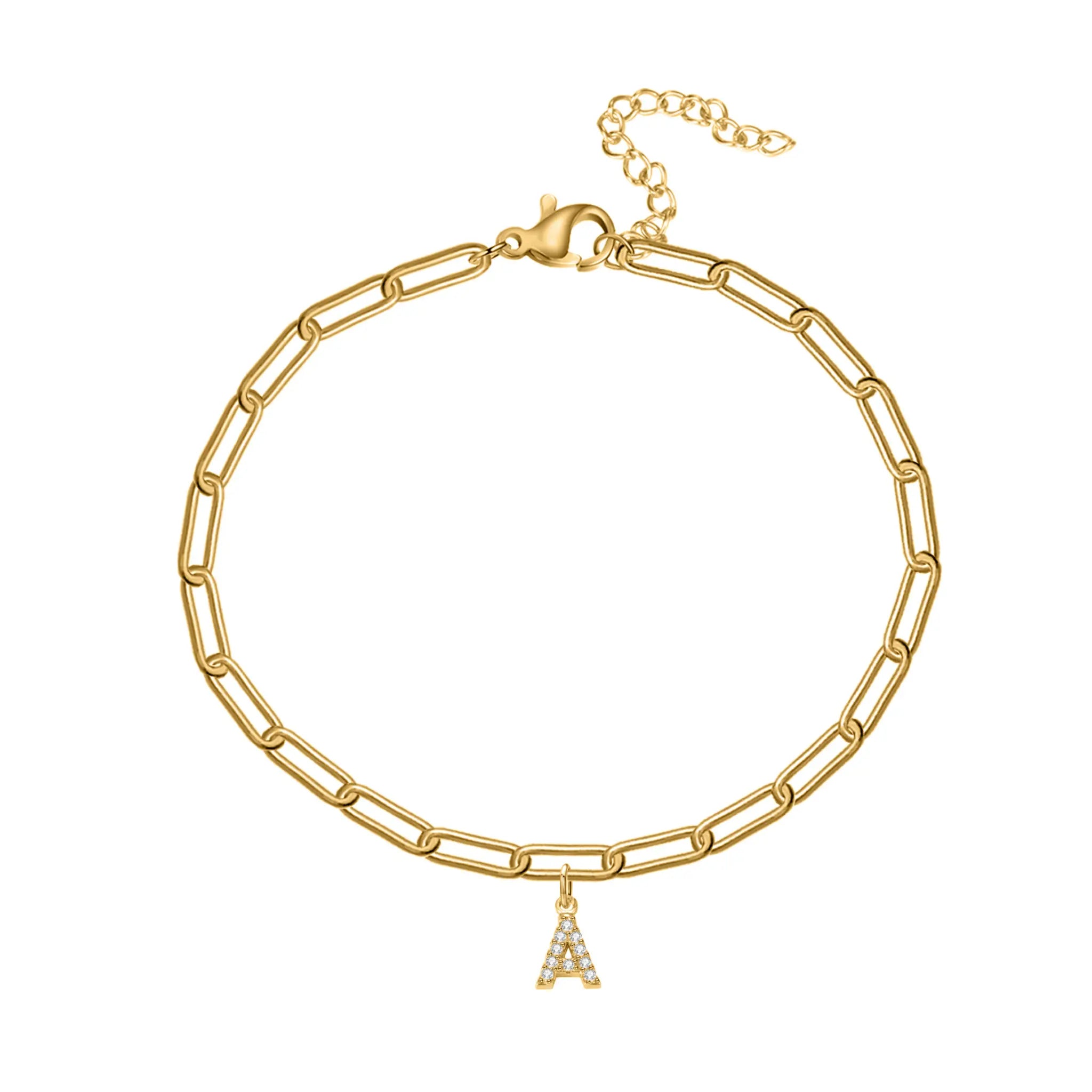 Paperclip Initial Charm Bracelet