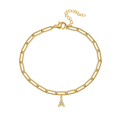 Paperclip Initial Charm Bracelet - CLAYCALI