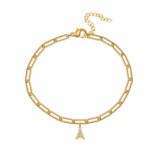 Paperclip Initial Charm Bracelet