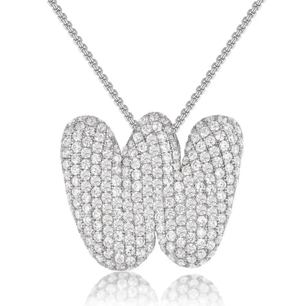 Bubble Initial Diamond Necklace - CLAYCALI