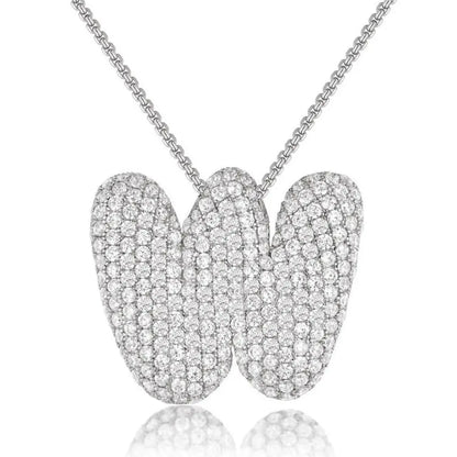 Bubble Initial Diamond Necklace - CLAYCALI