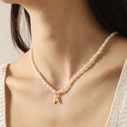 Statement Initial Pearl Necklace - CLAYCALI