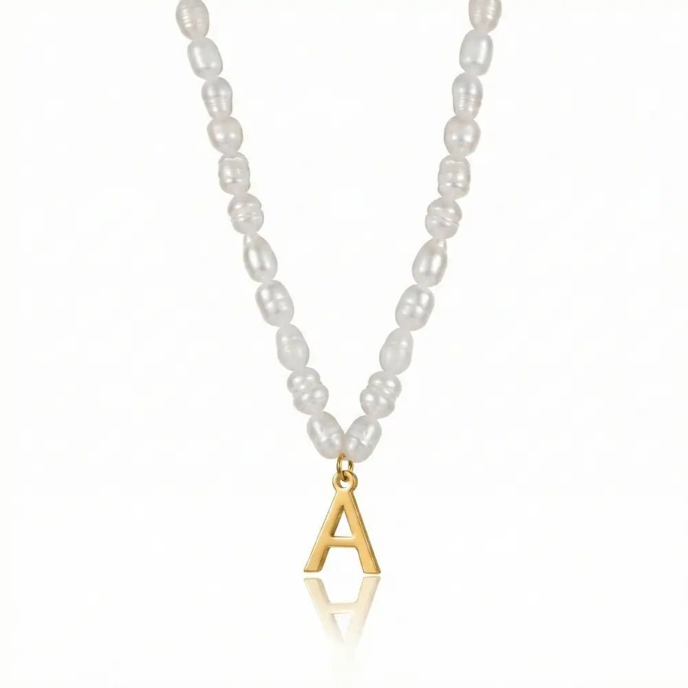 Statement Initial Pearl Necklace - CLAYCALI