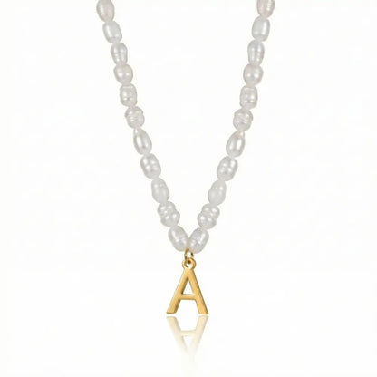 Statement Initial Pearl Necklace - CLAYCALI