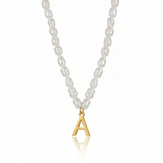 Statement Initial Pearl Necklace - CLAYCALI