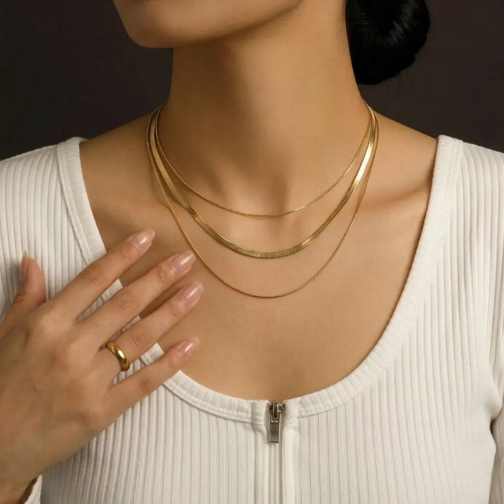 Soleia Layered Gold Necklace - CLAYCALI