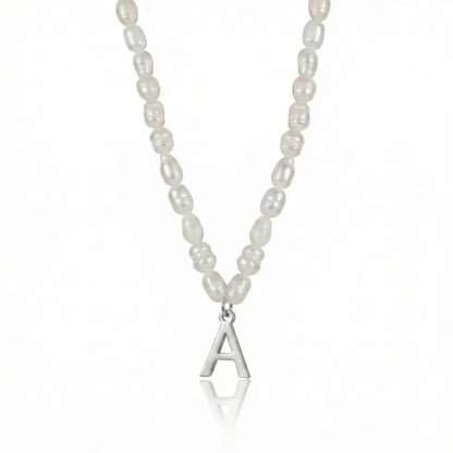 Statement Initial Pearl Necklace - CLAYCALI