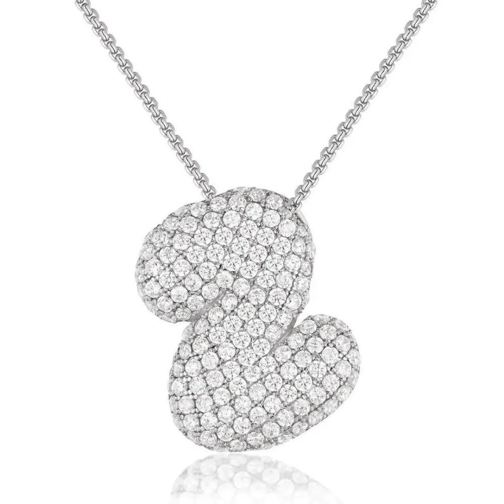 Bubble Initial Diamond Necklace - CLAYCALI