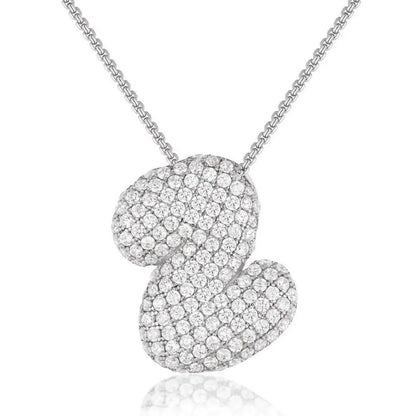 Bubble Initial Diamond Necklace - CLAYCALI