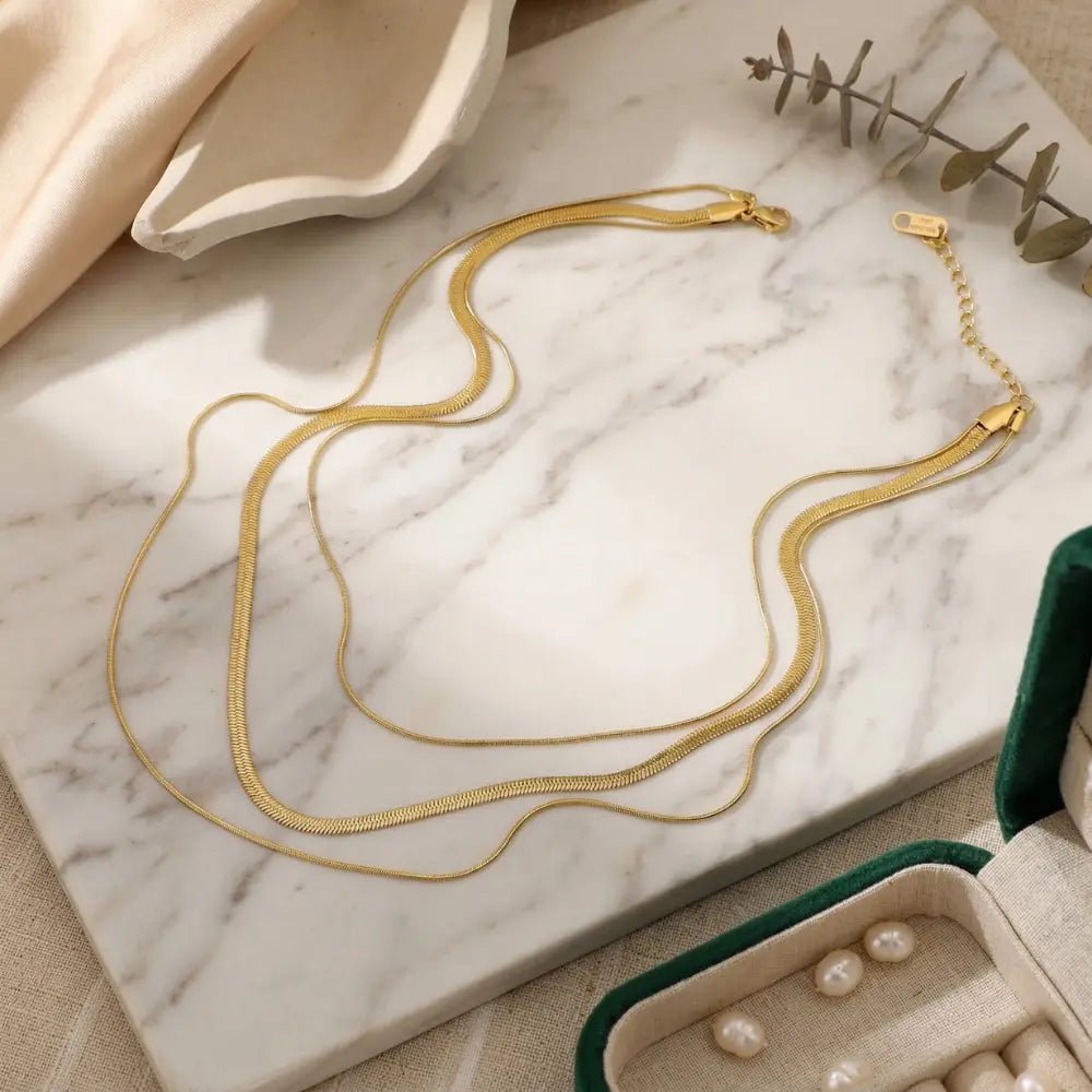 Soleia Layered Gold Necklace - CLAYCALI