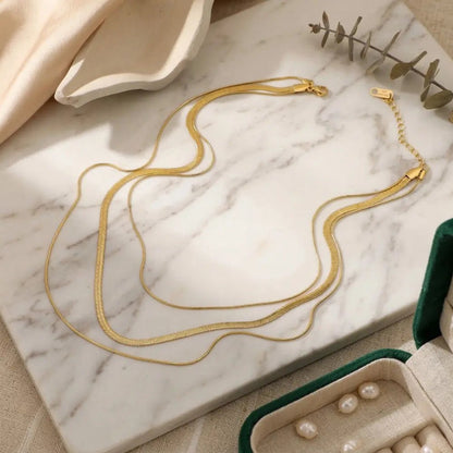 Soleia Layered Gold Necklace - CLAYCALI