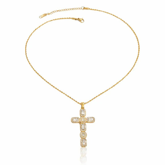 Elysia Diamond Cross Necklace - CLAYCALI