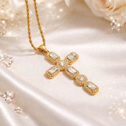 Elysia Diamond Cross Necklace - CLAYCALI