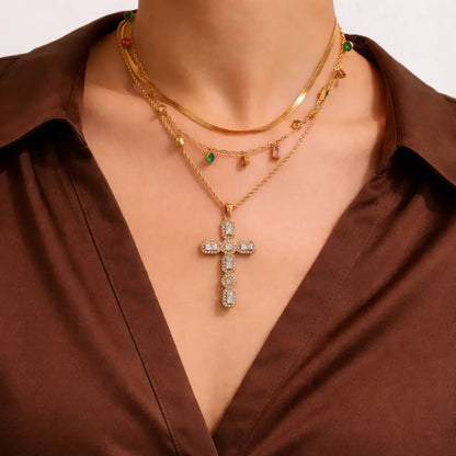 Elysia Diamond Cross Necklace - CLAYCALI