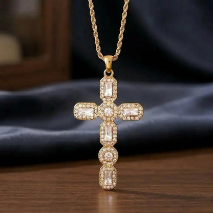 Elysia Diamond Cross Necklace - CLAYCALI