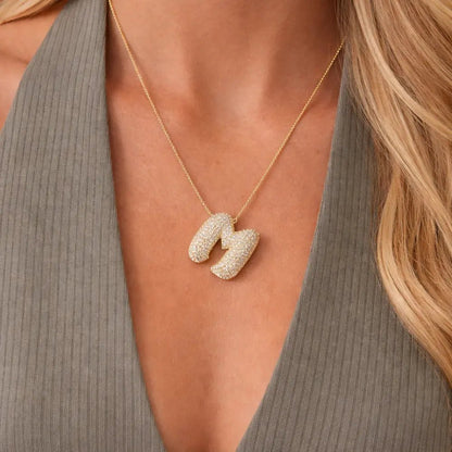 Bubble Initial Diamond Necklace - CLAYCALI