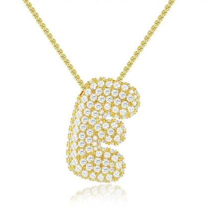 Bubble Initial Diamond Necklace - CLAYCALI