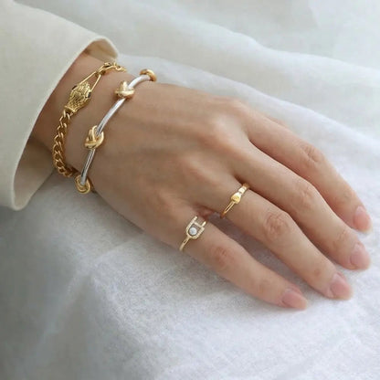 Freya Two - Tone Knot Bangle - CLAYCALI