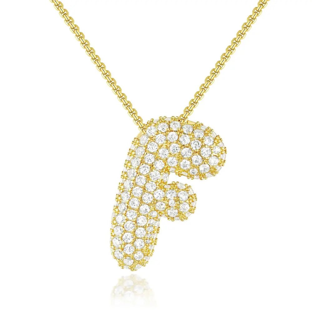 Bubble Initial Diamond Necklace - CLAYCALI