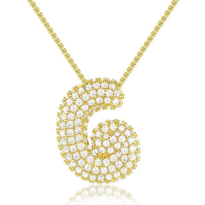 Bubble Initial Diamond Necklace - CLAYCALI