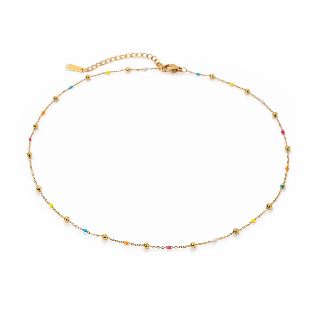 Solara Beaded Gold Necklace - CLAYCALI